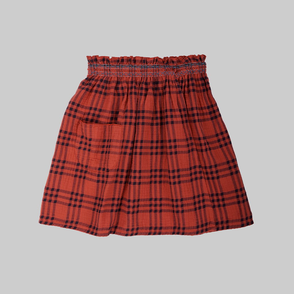 LUCIA Skirt Child - Square print + Garnet