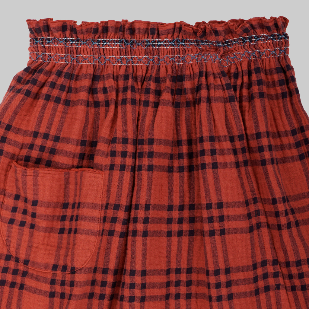 LUCIA Skirt Child - Square print + Garnet